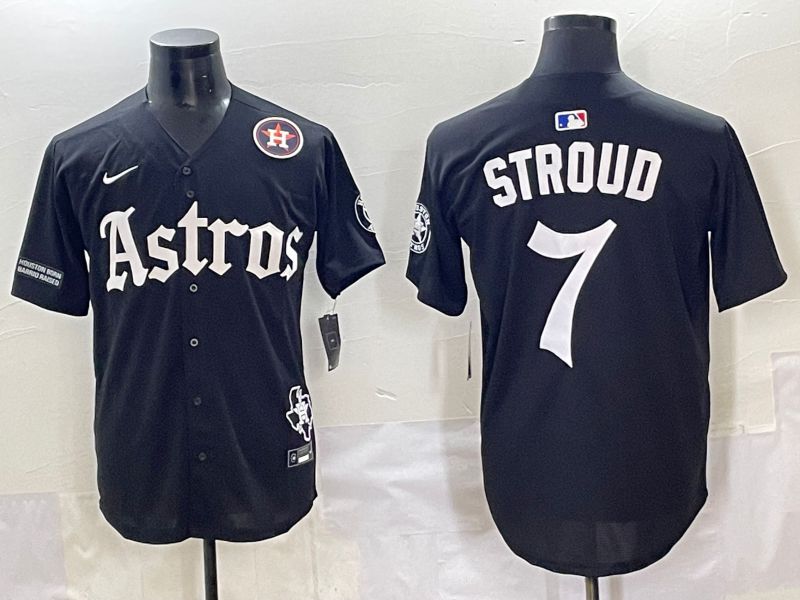 Men 2025 Houston Astros #7 Stroud Black Five generations Joint Name Nike MLB Jersey style 16